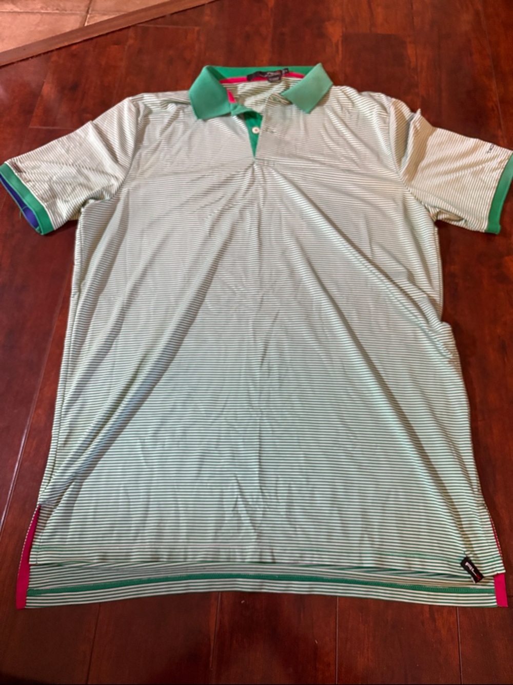 Ralph Lauren RLX green striped golf polo shirt